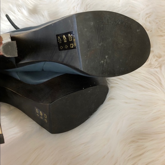 Messeca Peep Toe Booties Blue with Gold Heel Sz 10 - Picture 4 of 6